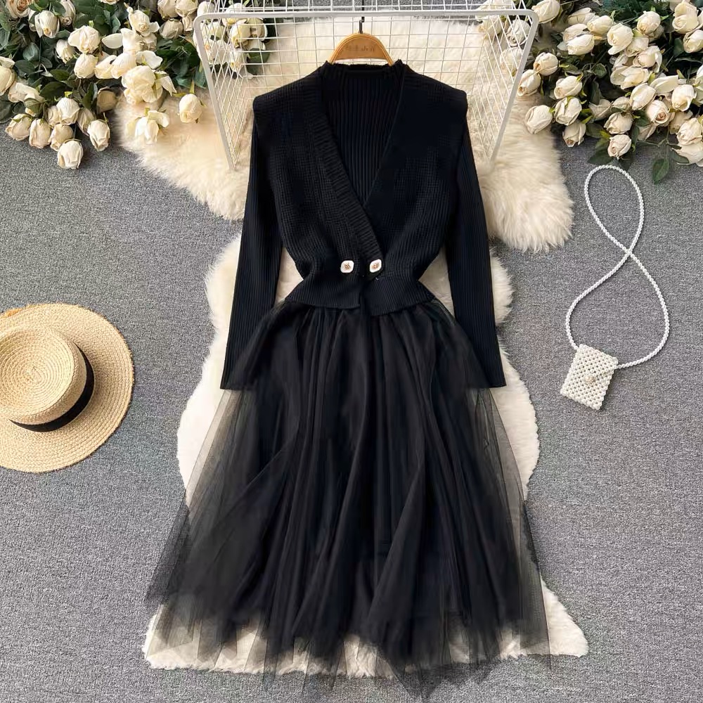 Tied to luxury sweater dress KD128 images